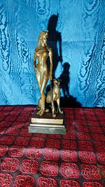 Fine Scultura In Bronzo Cleopatra E La pantera
