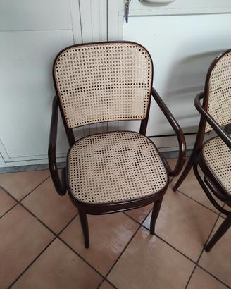 Set di due sedie in legno e vimine