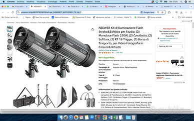neewer kit d'illuminazione flsh stro &softbox