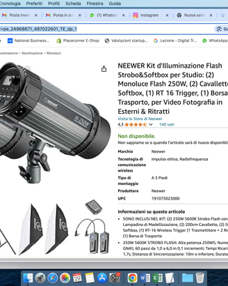 neewer kit d'illuminazione flsh stro &softbox