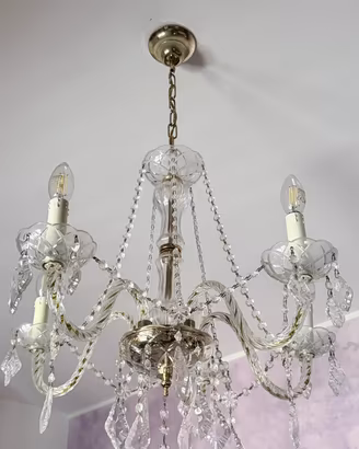 Lampadario Classico Vintage a 5 Luci in vetro