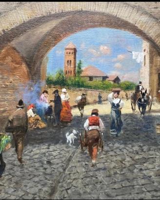 Francesco Tammaro Roma sparita olio su tavola 24x3