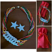 Collana perline multicolori vintage anni '80