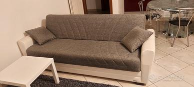 Divano letto in ecopelle e tessu