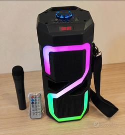 cassa bluetooth karaoke rgb con microfono nuova