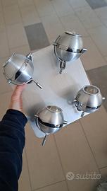 Lampadario faretti metallo argento