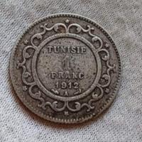 argento Tunisia raro 1 franc 1912