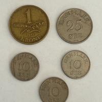 Collezione lotto di 5 monete Danimarca Krone, øre