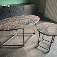 Tavolino da salotto - caffè in marmo ovale rotondo