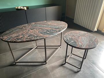 Tavolino da salotto - caffè in marmo ovale rotondo