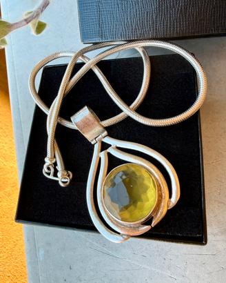 Collana etnica con ciondolo e pietra argento925