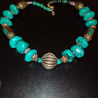 Collana pietre dure colore smeraldo e argento