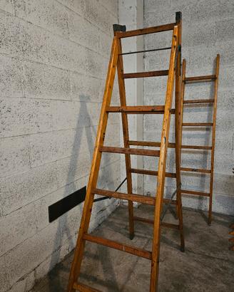 Scala a tre tronchi Vintage, legno massello 