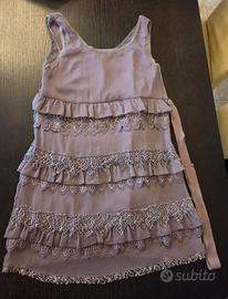 Vestito corto Sisley a balze e pizzo
