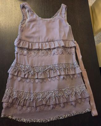 Vestito corto Sisley a balze e pizzo