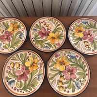 Set 5 piatti in ceramica dipinta a mano da parete