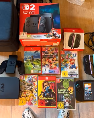 Nintendo Switch 2 con 2 joy-con, borsa da trasport