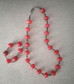 Collana e bracciale donna rosso