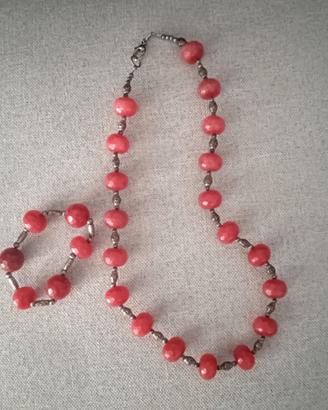 Collana e bracciale donna rosso
