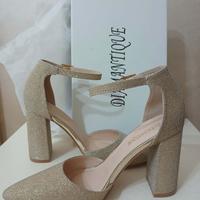Scarpe glitterate color oro nr 37 con tacco largo
