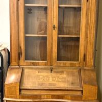 Vetrina credenza noce intarsiato legno massello