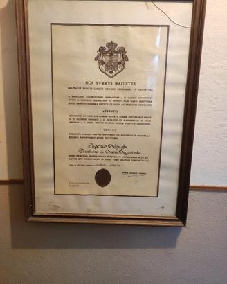 Diploma cavalleresco Ordo Militaris S. Georgii ex 