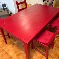 Tavolo allungabile con 4 sedie colore rosso 160X90