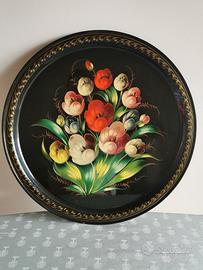 Vassoio Zhostovo dipinto a mano 49cm URSS