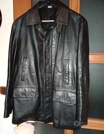 Giacca lunga vera pelle nero, made in Italy