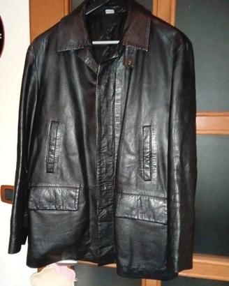 Giacca lunga vera pelle nero, made in Italy