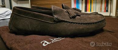 Amedeo Testoni mocassini camoscio nappine tg 42