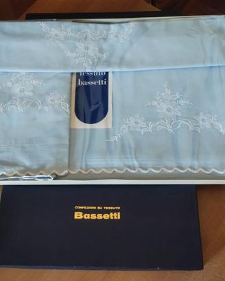 PARURE MATRIMONIALE BASSETTI Vintage RICAMATA nuov