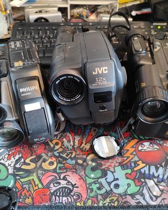 Lotto 3 Videocamere Vintage Philips JVC Panasonic
