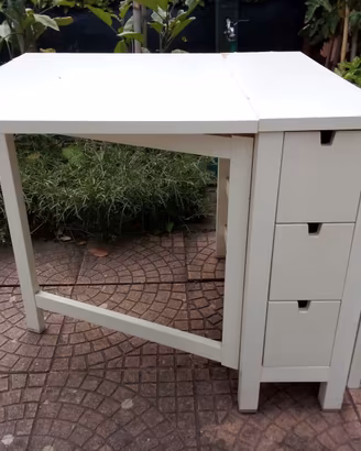Tavolo a ribalta con cassetti bianco IKEA Norden