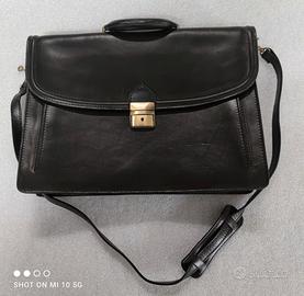 Borsa Vera Pelle Nera Porta Documenti Vintage