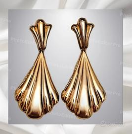 Orecchini argento dorati vintage a ventaglio