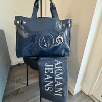 Borsa Armani Jeans originale blu lucido + dust bag