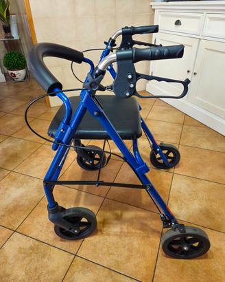 Deambulatore rollator pieghevole con 4 ruote