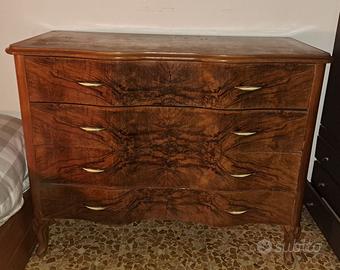 Cassettiera vintage in legno, ’40/’50, 4 cassetti