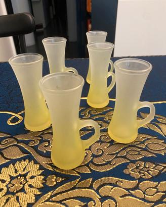 6 bicchierini vodka liquore vetro satinato giallo