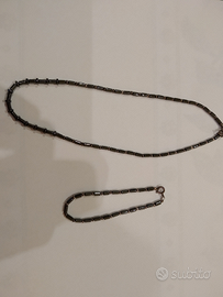 Collana + bracciale ematite e argento