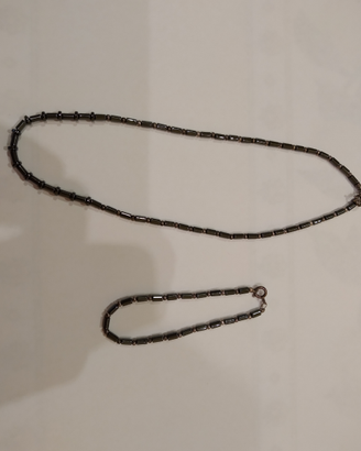 Collana + bracciale ematite e argento