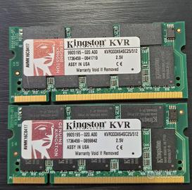 2 x SODIMM DDR 512 MB (Tot 1 GB)