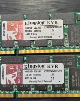 2 x SODIMM DDR 512 MB (Tot 1 GB)