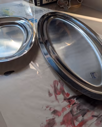 2 vassoi ovali da portata MEPRA in acciaio inox 18