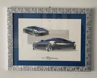 Quadro Ferrari Roma con cornice design lusso