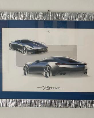 Quadro Ferrari Roma con cornice design lusso