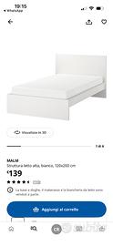 Letto 120x200 + cassettiera IKEA (come nuovo)