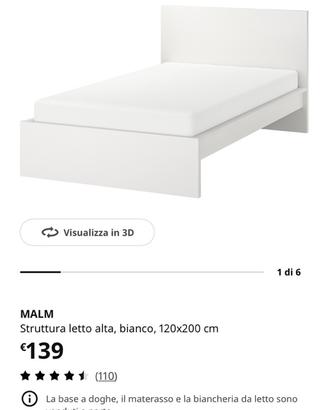 Letto 120x200 + cassettiera IKEA (come nuovo)