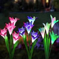 3 luci da giardino solari fiori di giglio